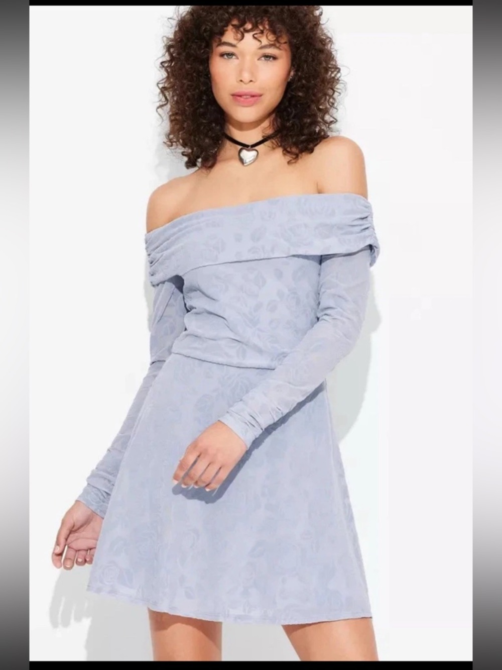 Wild Fable off shoulder Elegant Light Blue Long-Sleeve Dress XL NWT